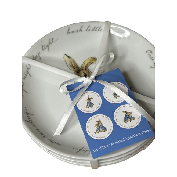 Beatrix Potter PETER RABBIT Easter Bunny Porcelain Appetizer Plates (4) New - Picture 5 of 11